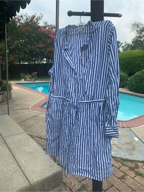 Striped Blue and White Women's Shirt Dress
